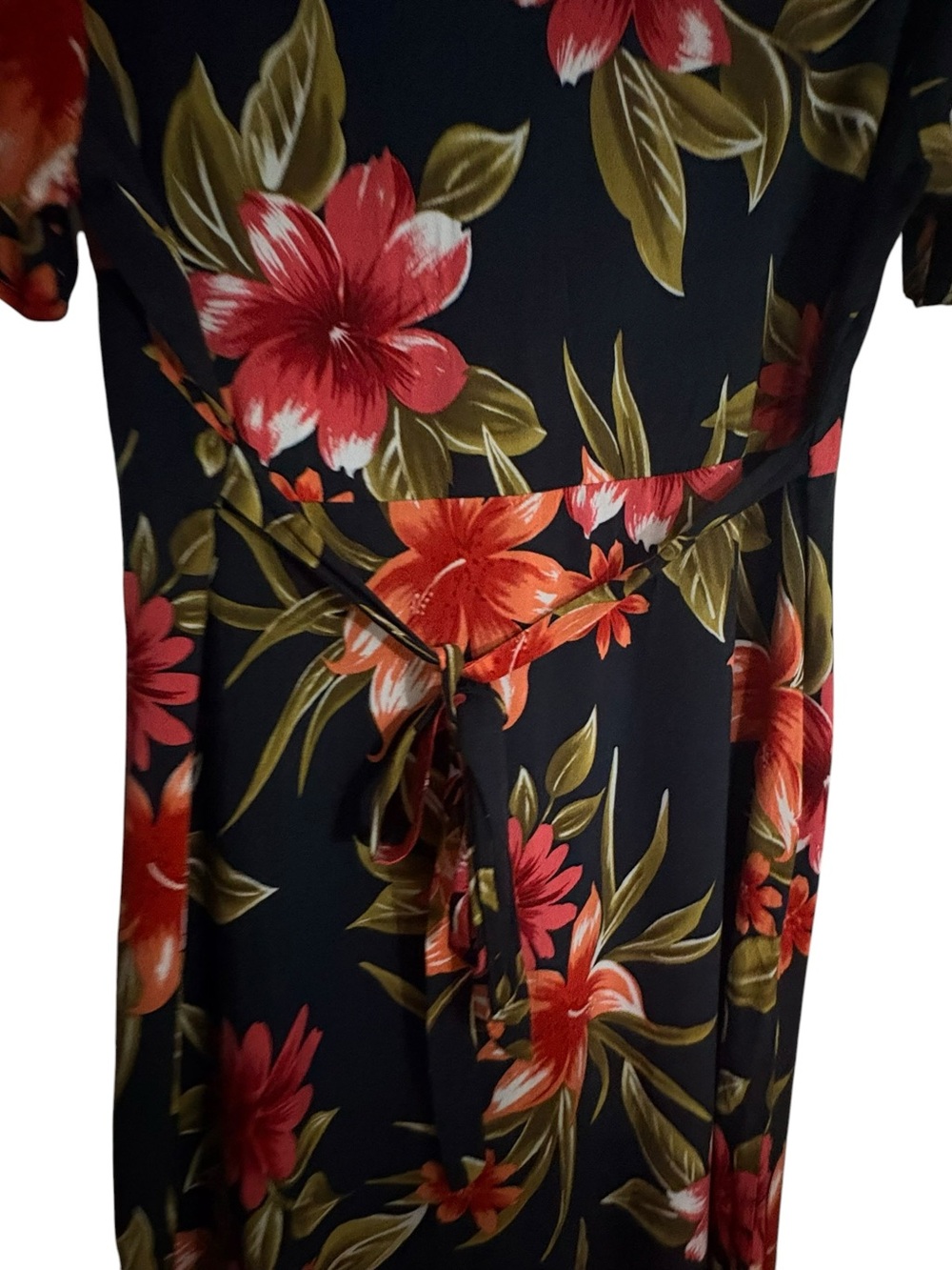 T & Company Vintage 90’s Floral Navy Button Up Tropical Casual Maxi Dress sz 12 - Picture 7 of 9